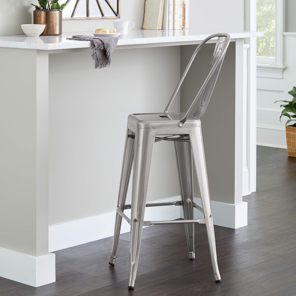 Ravenna Home High Back Bistro Metal Bar Stool