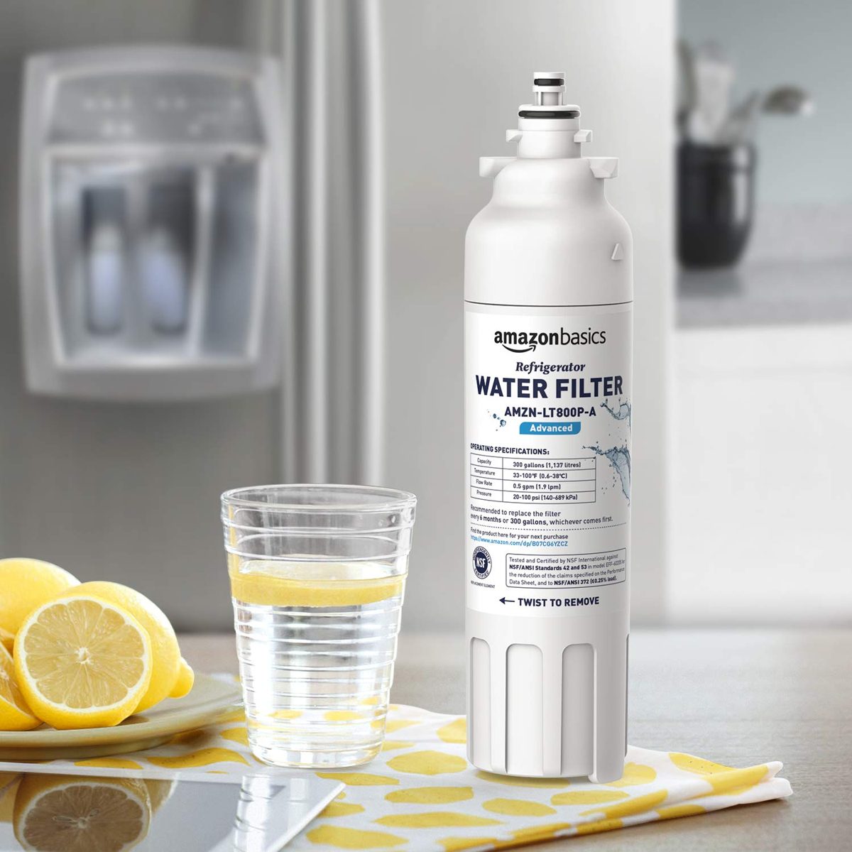 AmazonBasics Replacement LG LT800P Refrigerator Water Filter - Standard Filtration