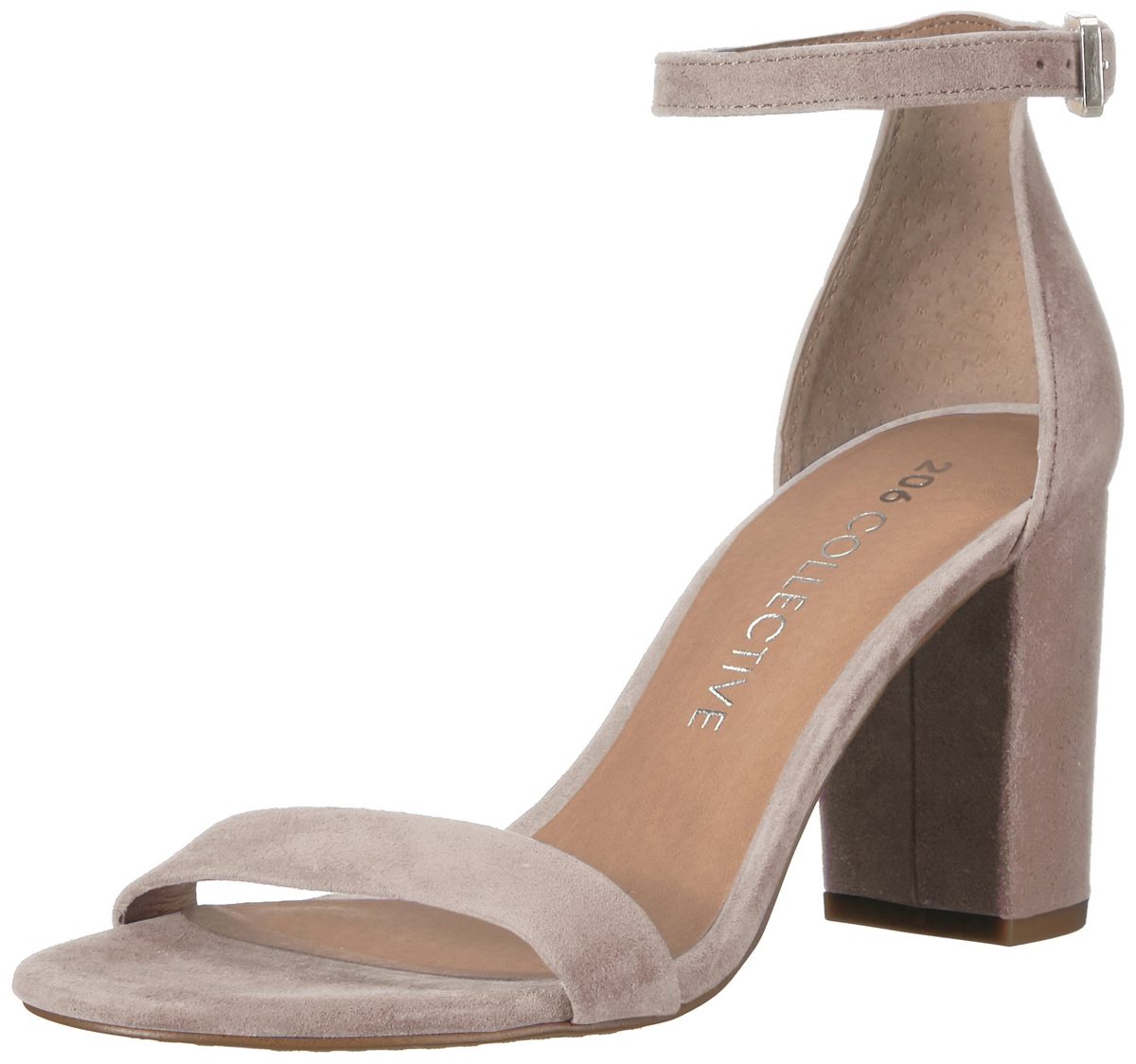 Amazon Brand - 206 Collective Women's Loyal Block Heel Dress Sandal-High Heeled, blush suede, 8 B US