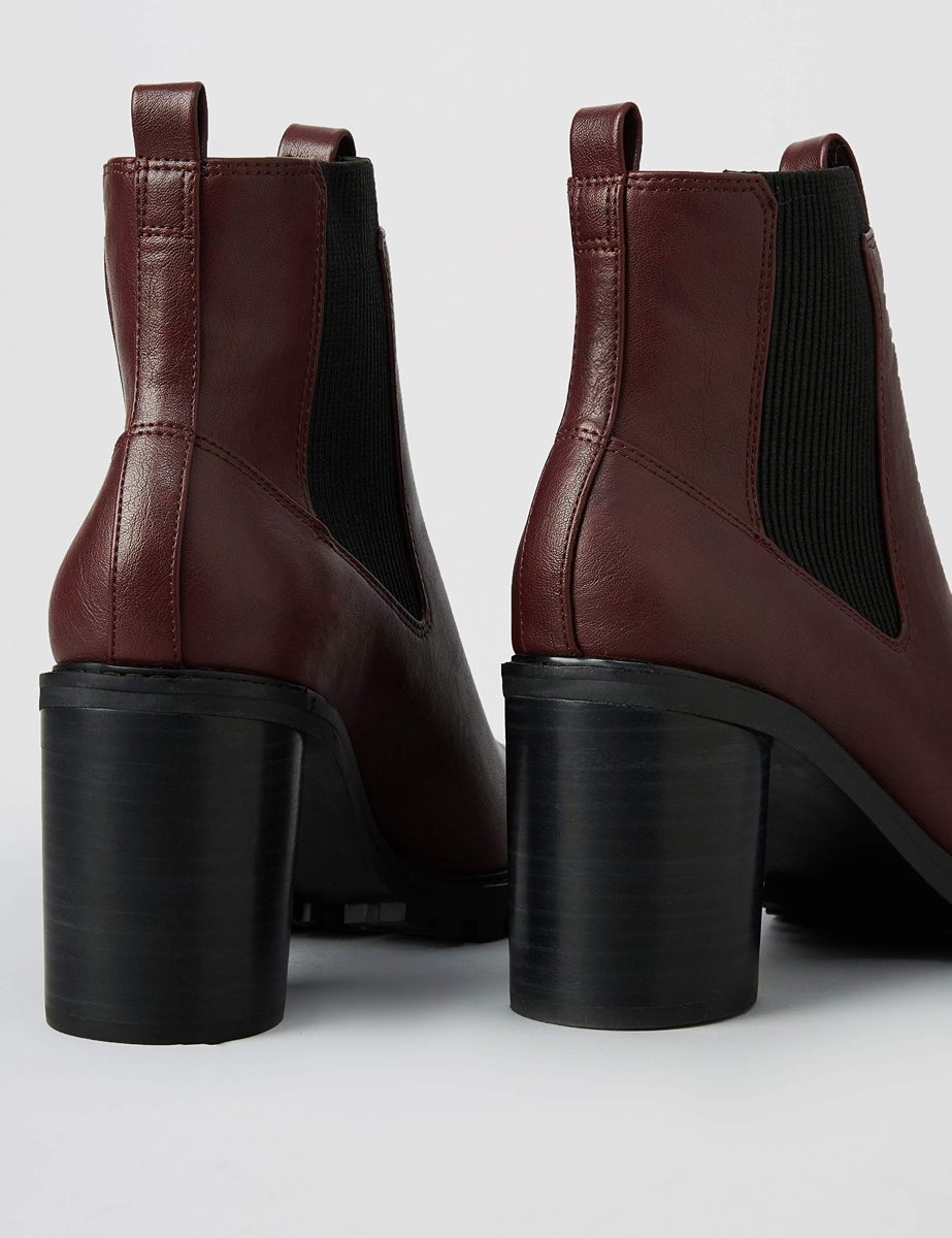Amazon Brand - find. Chunky Sole Chelsea Boots, Rot Burgundy), US 7.5