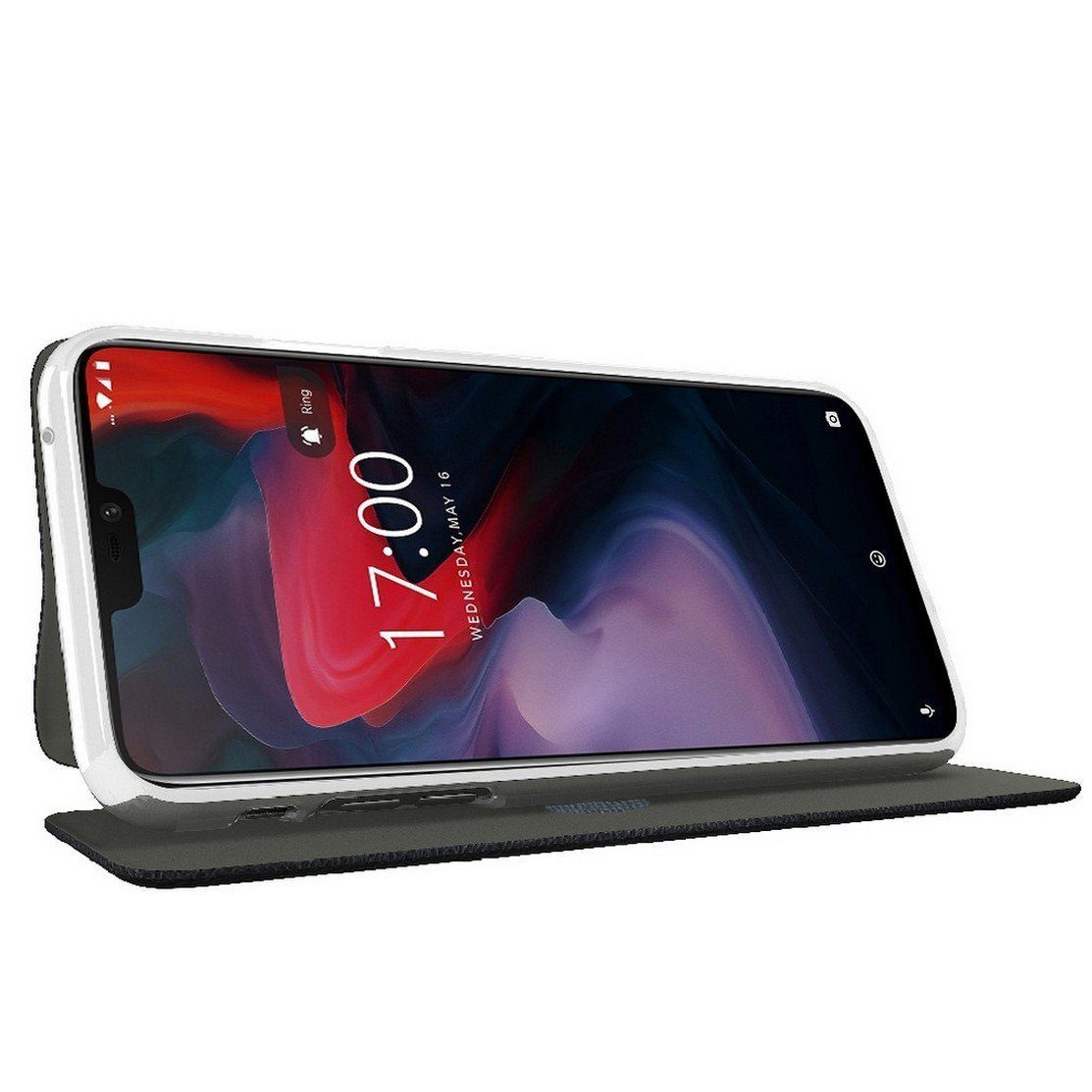 Amazon Brand - Solimo Flip Leather Mobile Cover (Soft & Flexible Back case) for OnePlus 6 (Black)