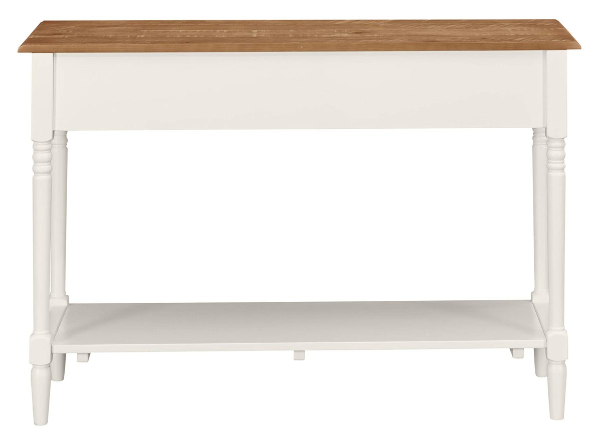 Amazon Brand – Ravenna Home Amber Rustic Farmhouse White Storage Console Table, 48"W, Natural and White