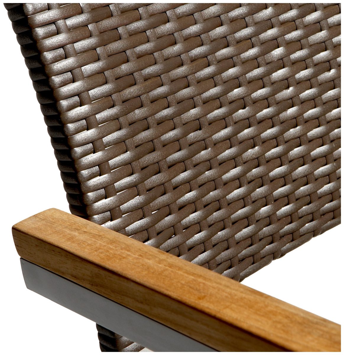 Strathwood Camano All-Weather Wicker Bar Chair with Teak Arm Rests, Set of 2