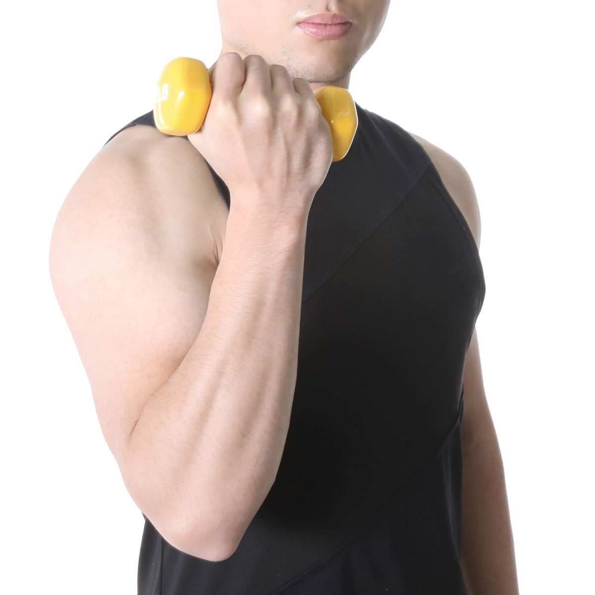 (Renewed) AmazonBasics Vinyl 2 Pound Dumbbells - Set of 2, Yellow