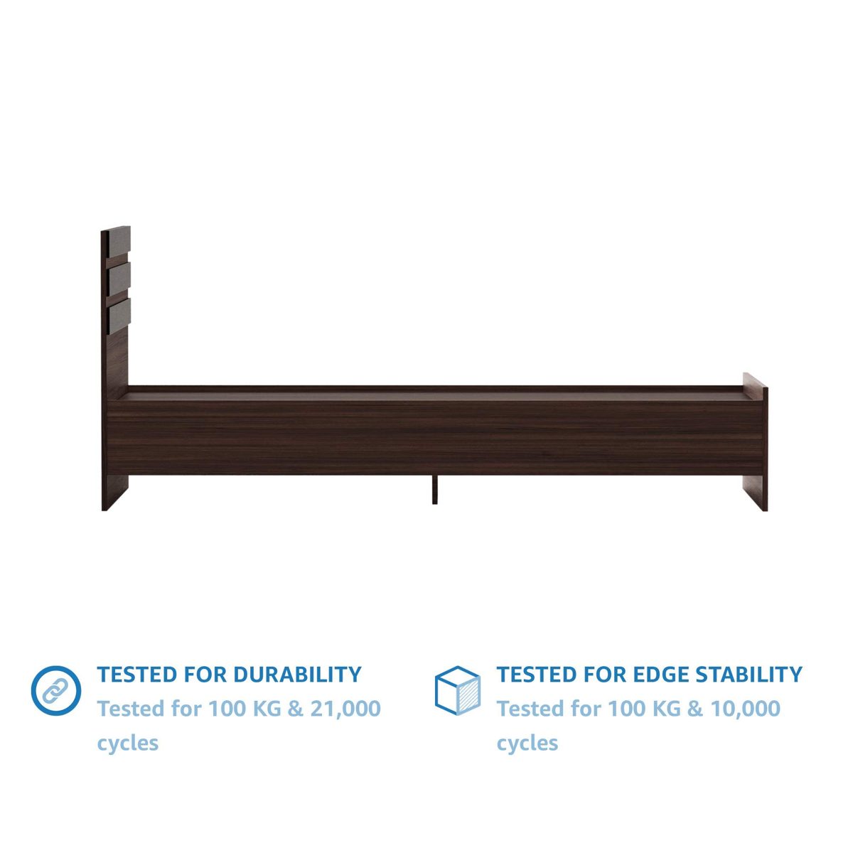 Amazon Brand - Solimo Liza Single Size Engineered Wood Bed (Acacia Dark Finish)