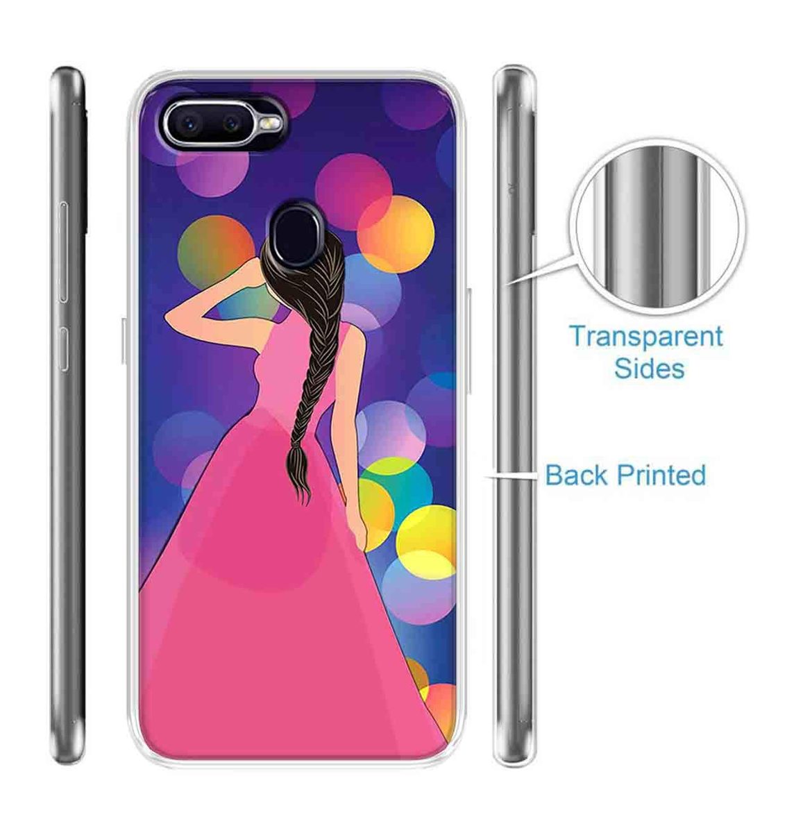Amazon Brand - Solimo Designer Multicolor Girl Buble Blue Design Printed Soft Back Case Mobile Cover for Oppo F9 Pro