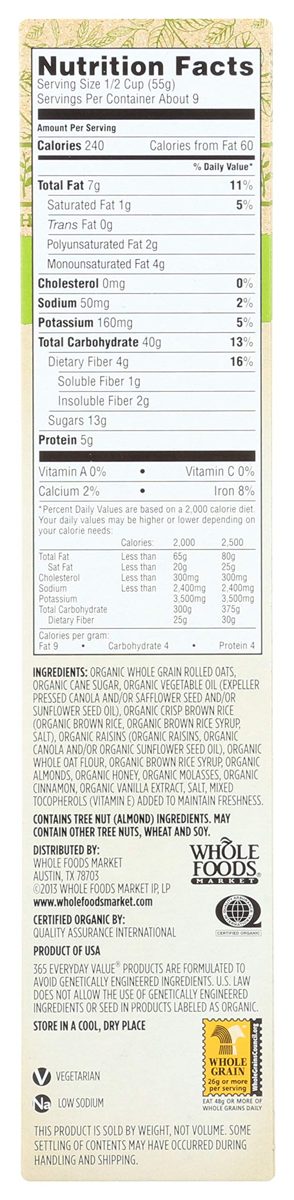 365 Everyday Value, Organic Raisin Granola, 17 oz