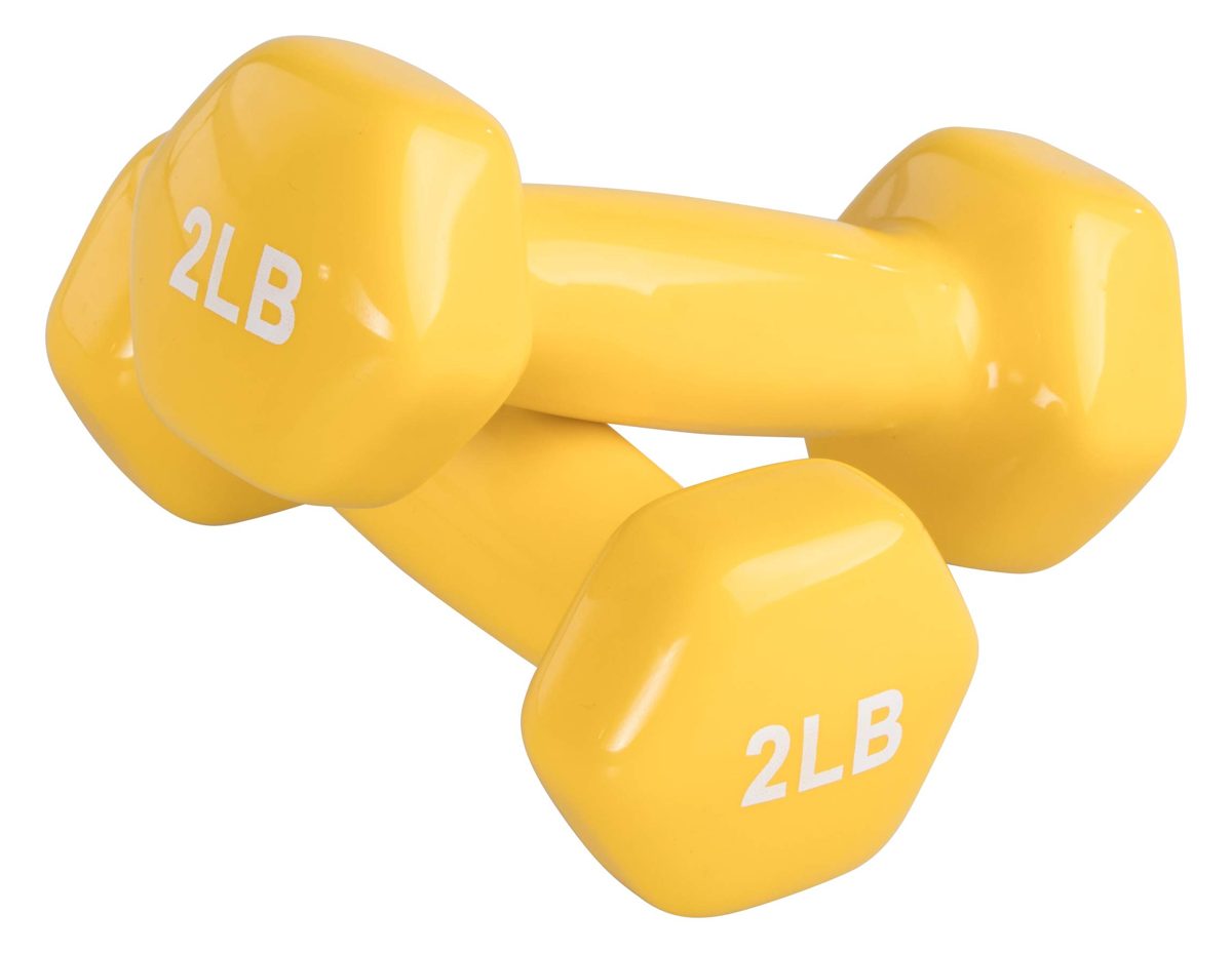 AmazonBasics Vinyl 2 Pound (0,9 kg) Dumbbells - Set of 2, Yellow