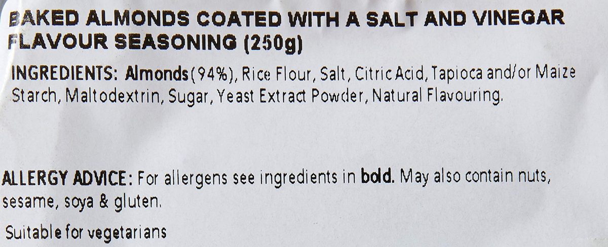 Whole Foods Market Salt and Vinegar Almonds, 250 g