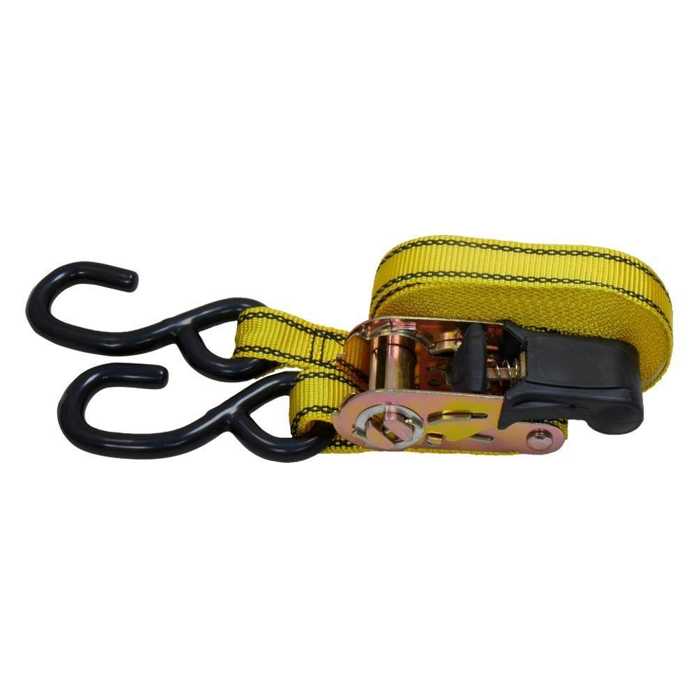 AmazonBasics 15-Feet Ratchet Tie Downs, 500 Lbs Load Cap,1,500 Lbs Break Strength, Yellow, 12-Pack