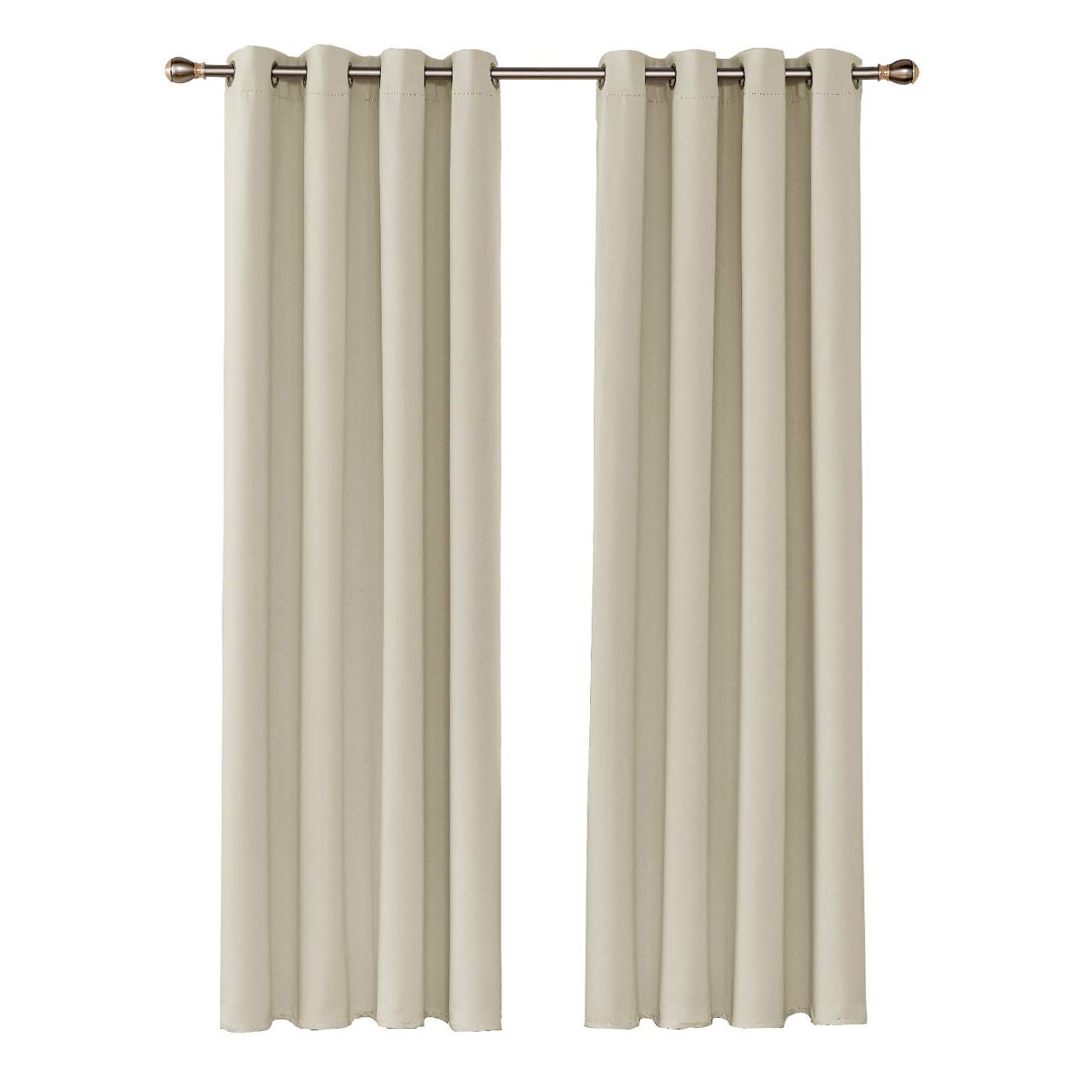 UMI by Amazon Blackout Curtains Thermal Insulated Window Curtains Eyelet Super Soft Window Treatment for Bedroom 46 x 90 Inch Beige 2 Panels