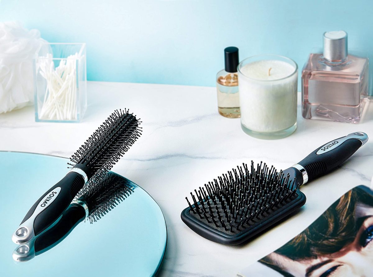 Amazon Brand - Solimo Round and Paddle Hair Brush Combo