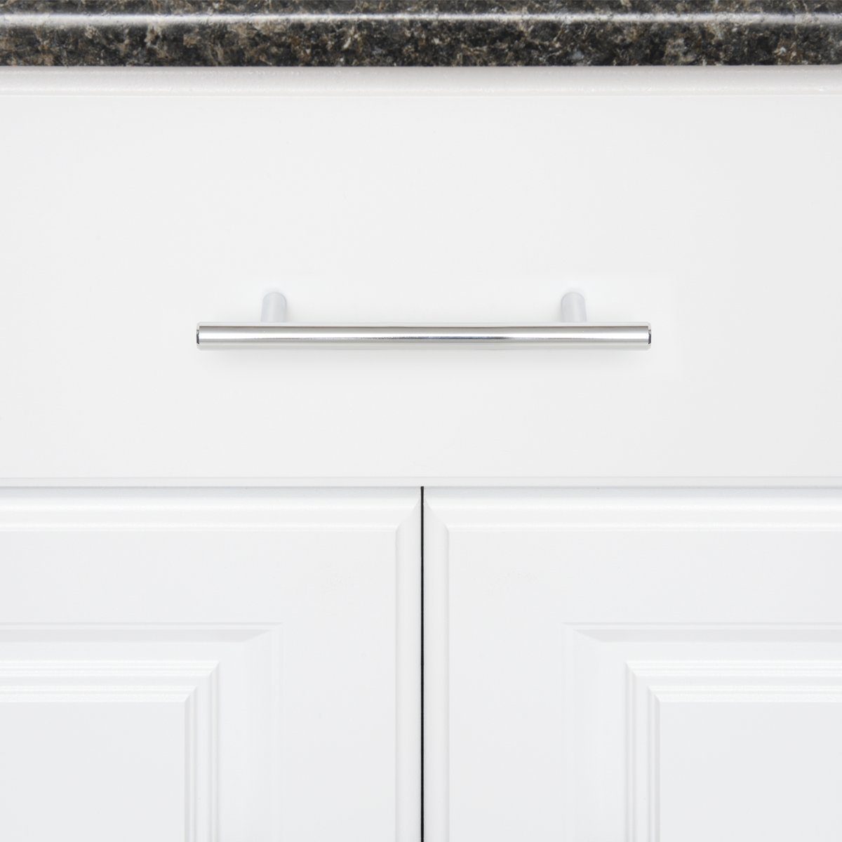 AmazonBasics Euro Bar Cabinet Handle (1/2" Diameter), 6.13" Length (3.75" Hole Center), Polished Chrome, 10-Pack