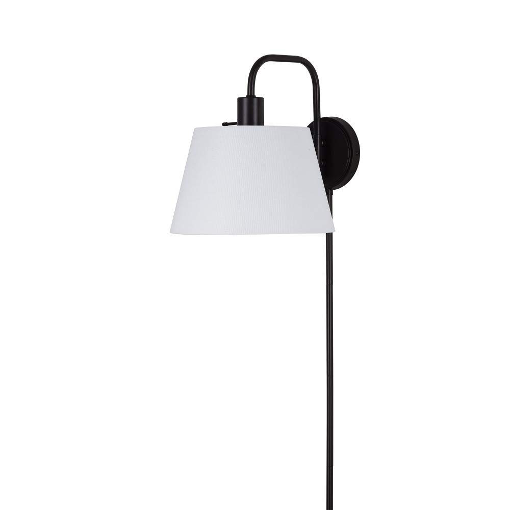 Amazon Brand – Ravenna Home Traditional Plug-In Wall Sconce with Linen Shade, LED Bulb Included, 11"H, Dark Bronze