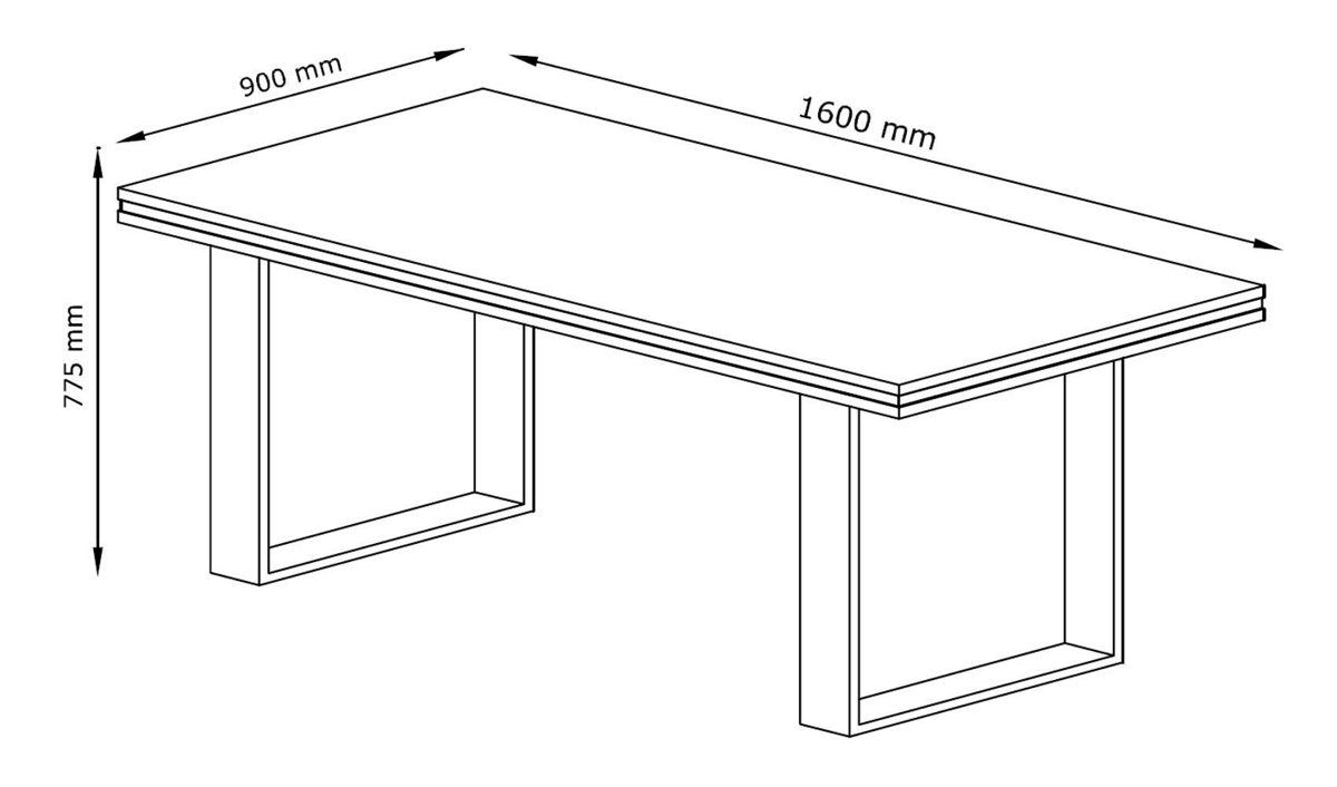 Amazon Brand - Movian Kuban Dining Table, 160 x 78 x 90cm, Brown Oak-Effect Table Top/Black Legs