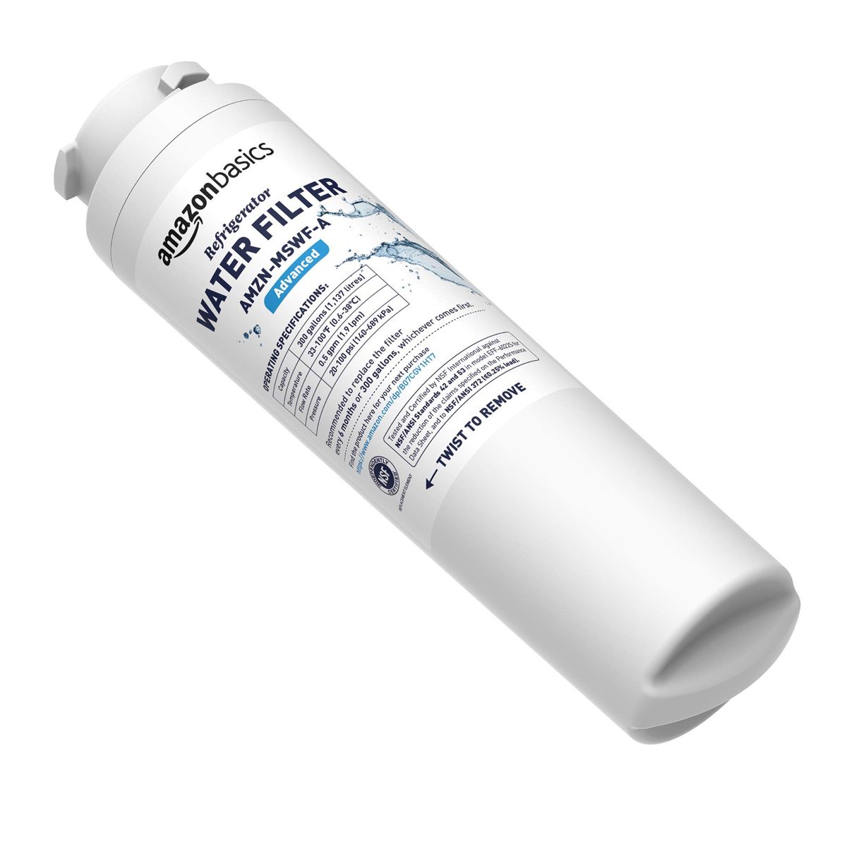 AmazonBasics Replacement GE MSWF Refrigerator Water Filter Cartridge - Advanced Filtration (Renewed)