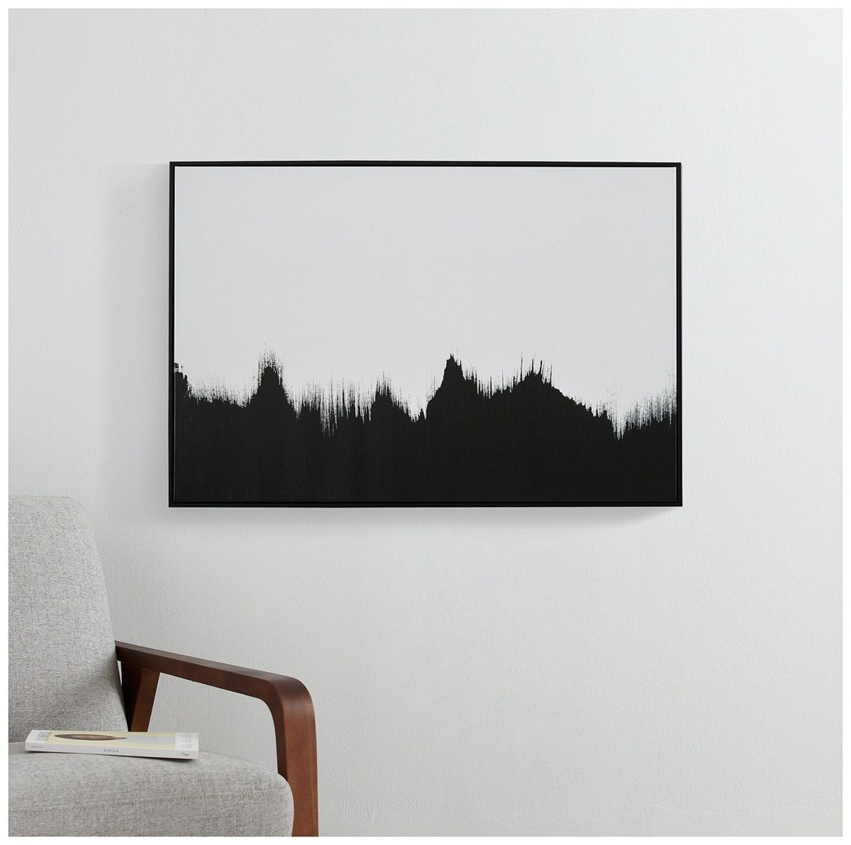 Amazon Brand – Rivet Abstract Black and White Wall Art Print of Tree Line in Black Frame, 36" x 24"