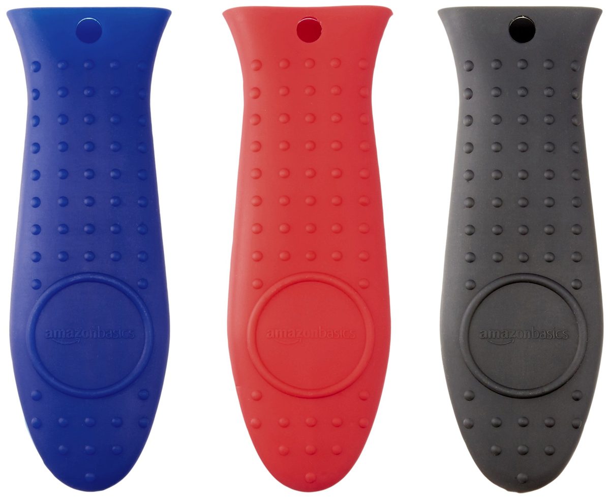 AmazonBasics Silicone Hot Skillet Handle Cover Holder, Blue