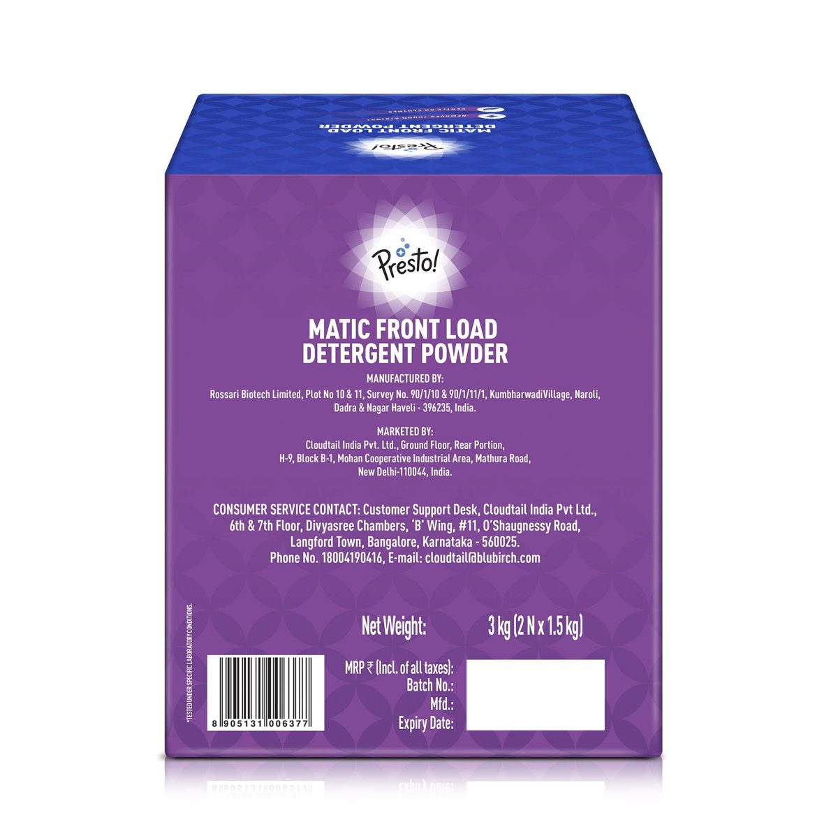 Amazon Brand - Presto! Matic Front Load Detergent Powder - 3 kg