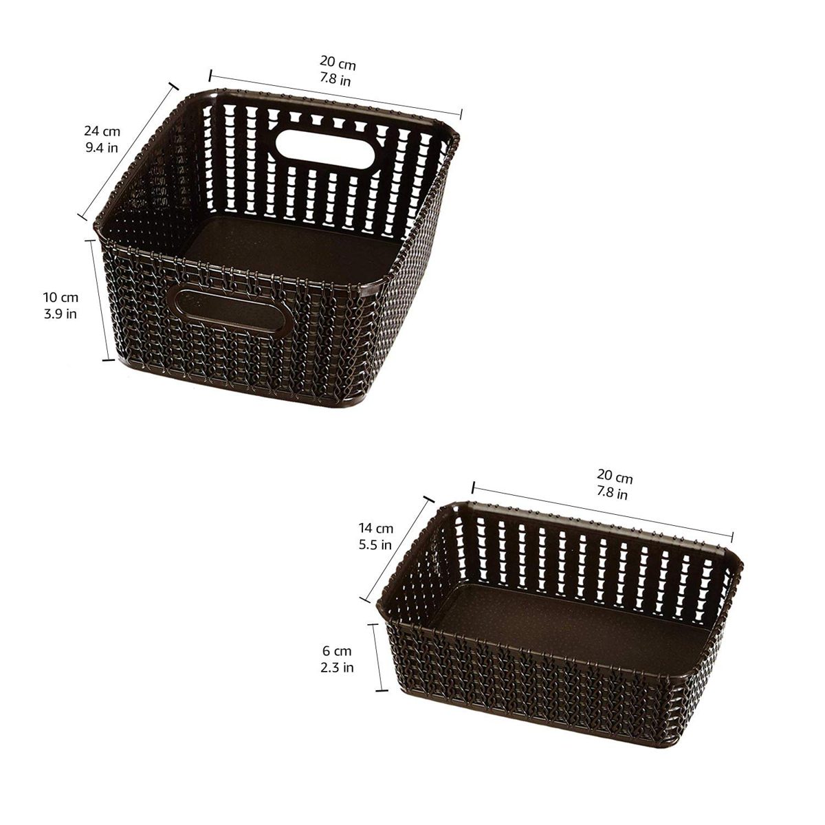 Amazon Brand - Solimo 4 Piece Storage Basket Set, Brown