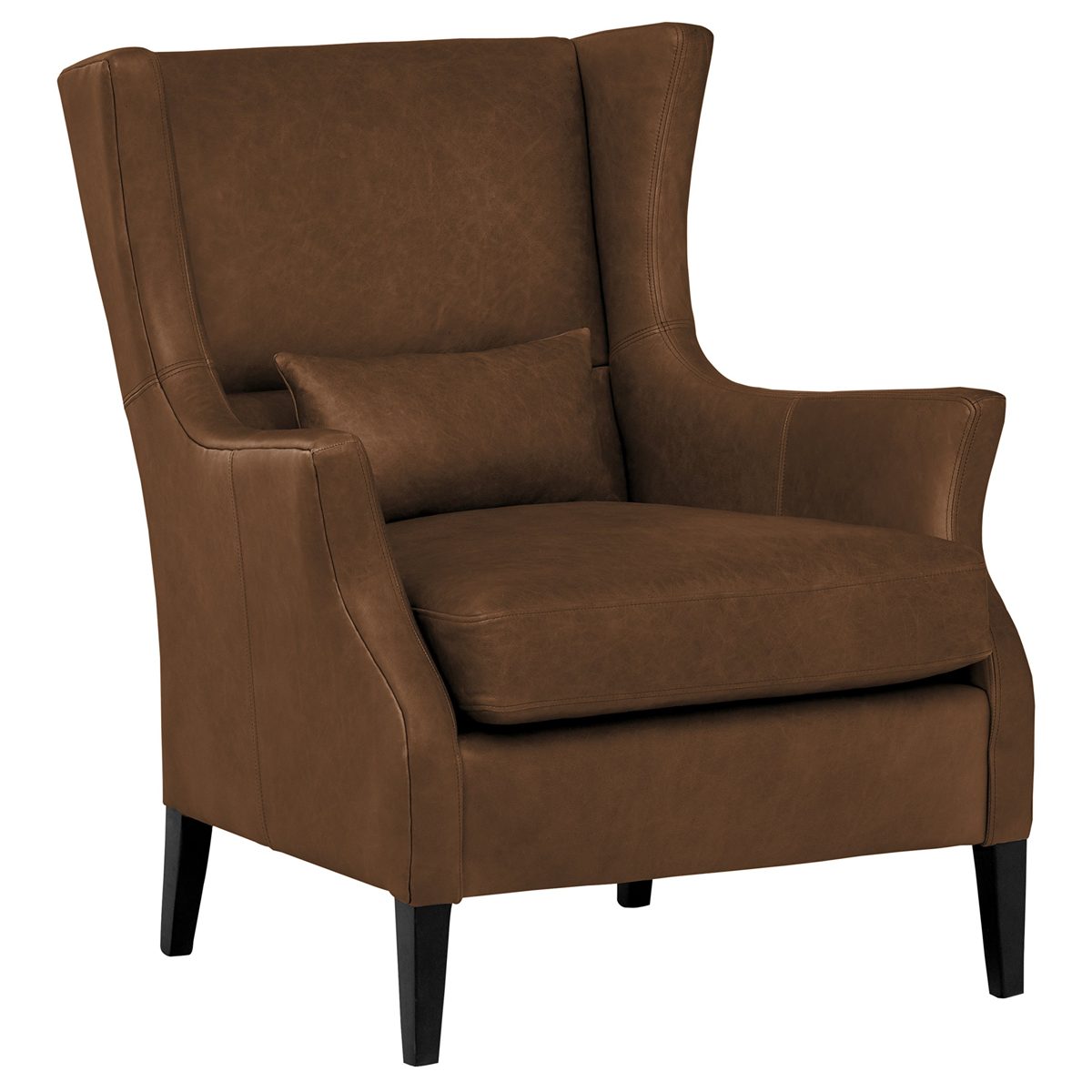 Amazon Brand – Stone & Beam Modern Leather Wingback Chair, 32.75"W, Havana Brown