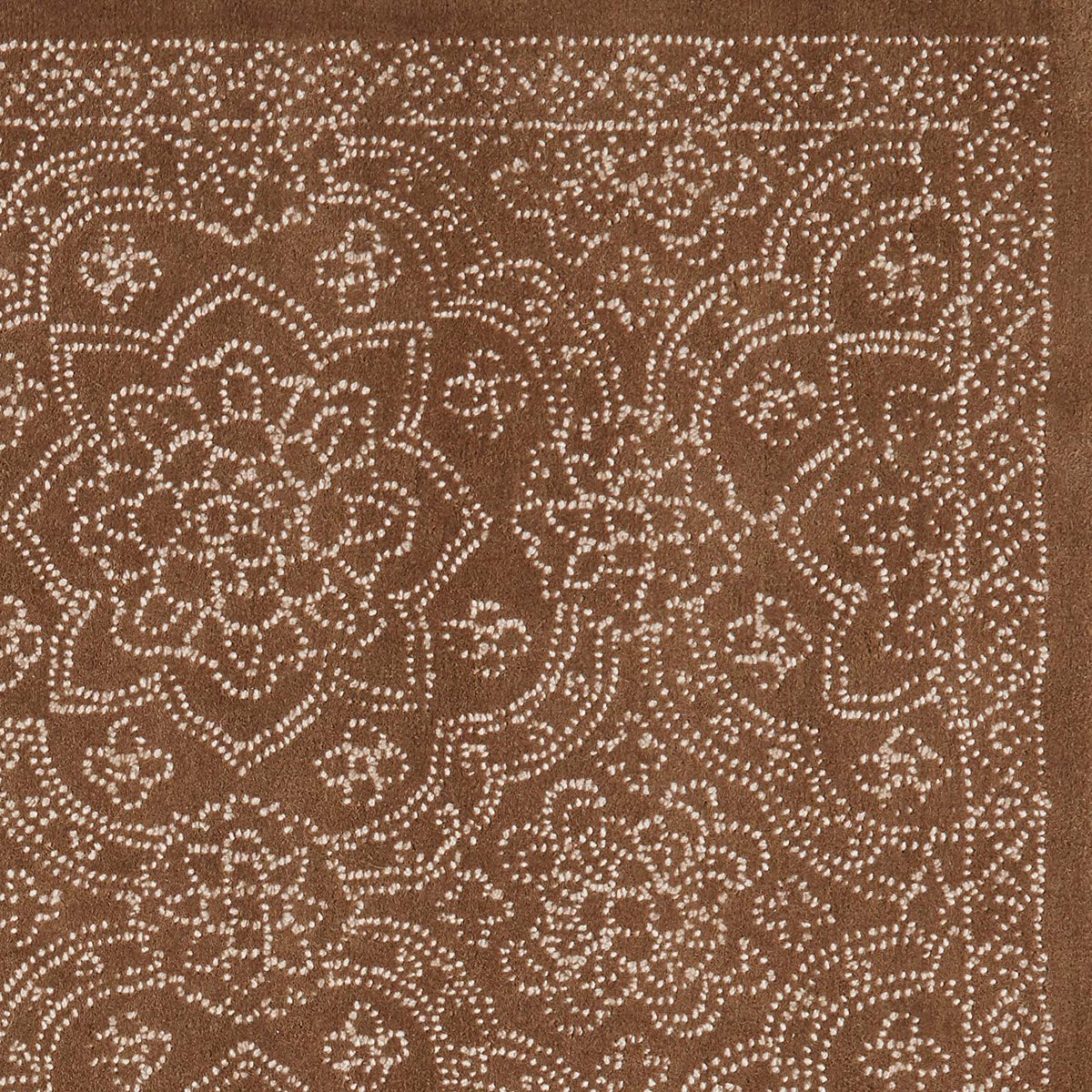 Amazon Brand – Stone & Beam Contemporary Floral Medallion Wool Area Rug, 5' x 8', Taupe on Brown
