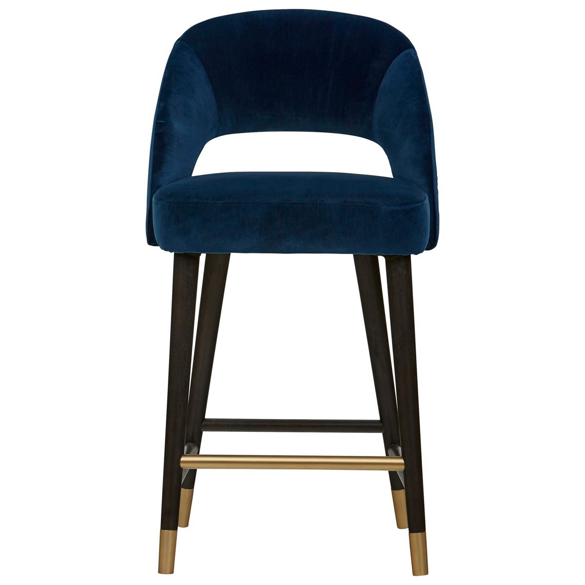 Amazon Brand – Rivet Whit Contemporary Upholstered Counter Height Stool with Gold Accents, 37"H, Navy Velvet