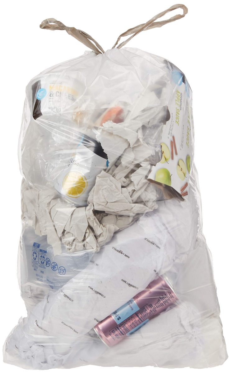 AmazonCommercial Custom Fit Clear Drawstring Trash Bags - Compatible with simplehuman Type C - 1 MIL - 180 Count