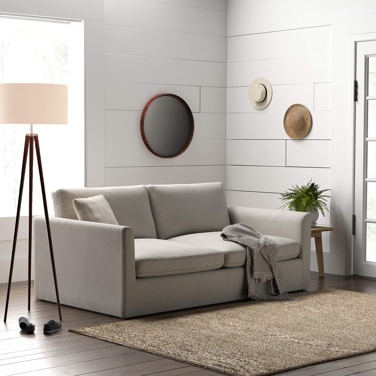 Amazon Brand – Stone & Beam Faraday Down-Filled Casual Loveseat, 75"W, Light Grey
