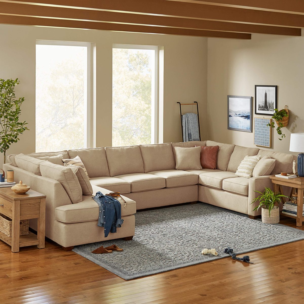 Amazon Brand – Stone & Beam Bagley Sectional Component, Left-Facing Corner Sofa, Fabric, 90"W, Linen