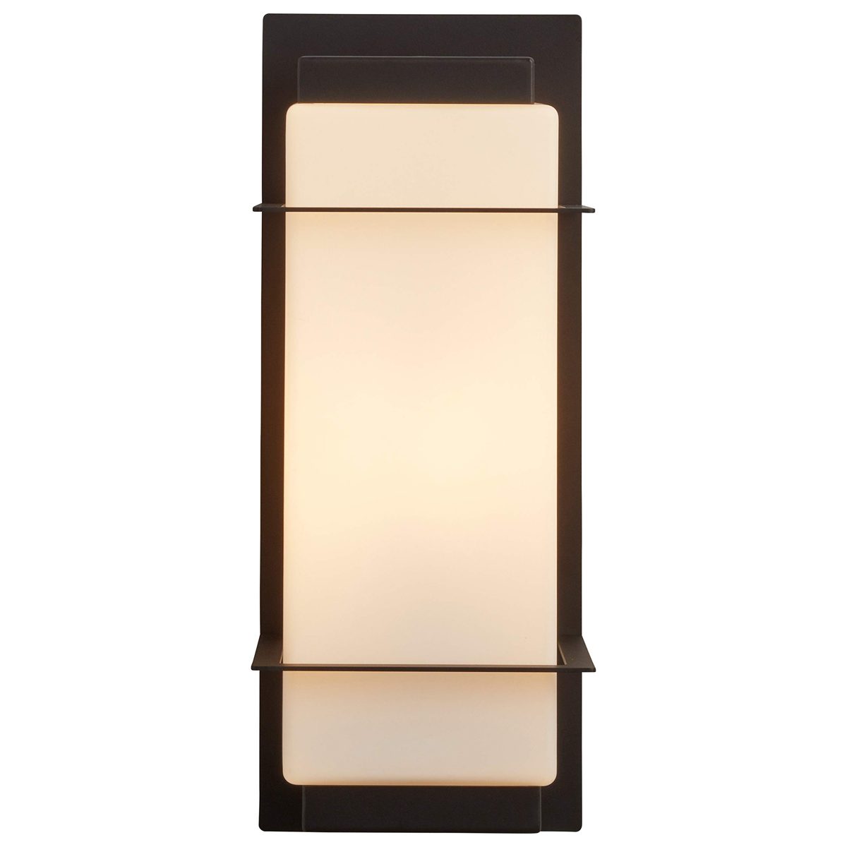 Amazon Brand – Rivet Modern Frosted Opal Glass Outdoor Wall Mount Sconce with Light Bulb - 5.91 x 6.97 x 14.97 Inches, Antique Bronze Steel