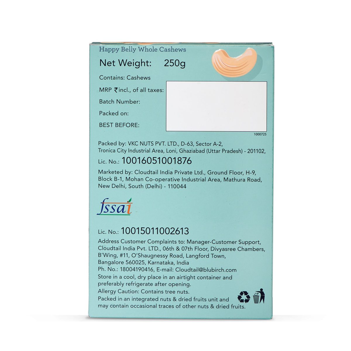Happy Belly Cashews, 250g