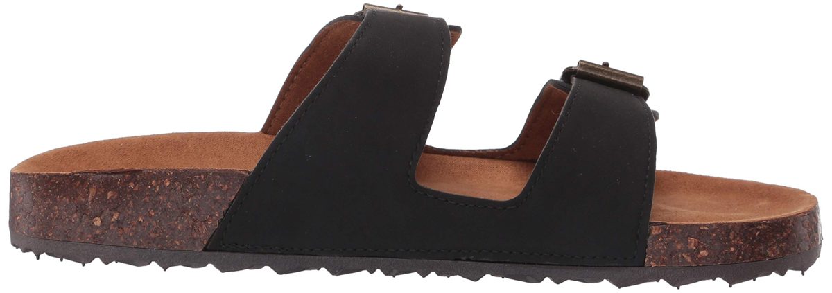 Amazon Essentials Women's Buckle Slip On Sandal, Black, 6 M US