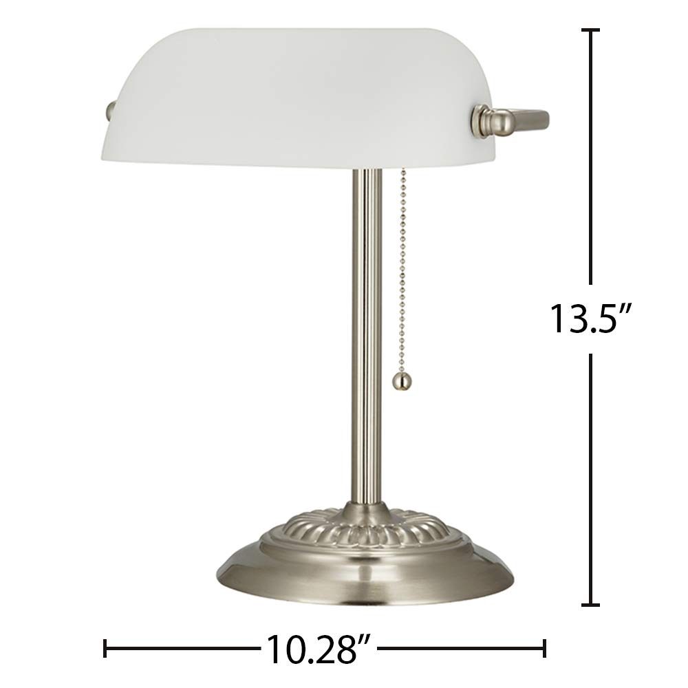 Amazon Brand – Ravenna Home Contemporary Banker's Desk Lamp with LED Light Bulb, 13.5"H, Brushed Nickel