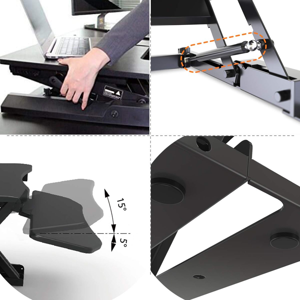 Umi. by Amazon - Gas Spring Handle Sit Stand Desk PC Workstation Height Adjustable Table for Home and Office Use