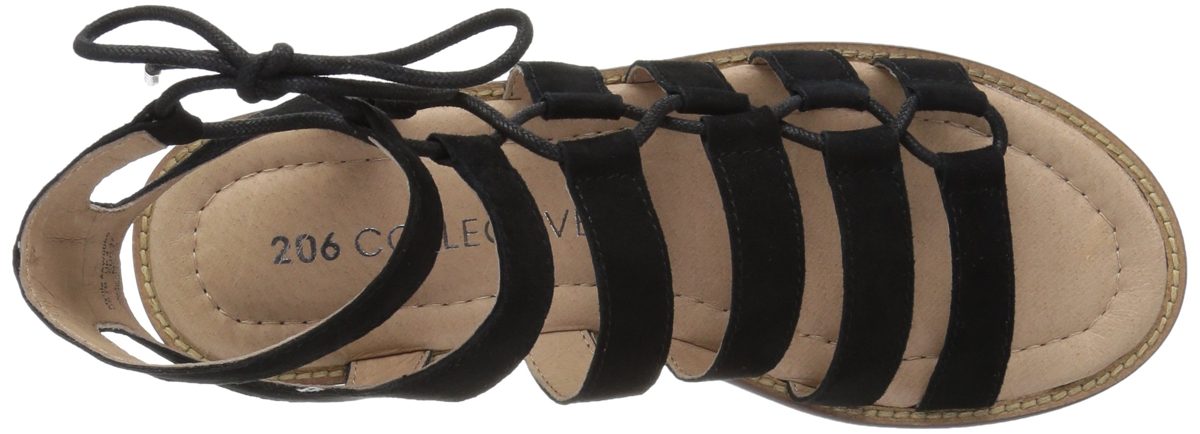 Amazon Brand - 206 Collective Women's Myrtle Gladiator Fashion Sandal Flat, black suede, 8.5 B US