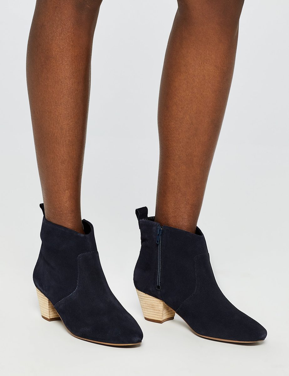 Amazon Brand - find. Leather Western Ankle Boot, Blue (Navy), US 8.5
