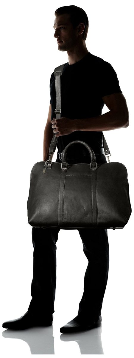 David King Men's Leather Duffel, Black