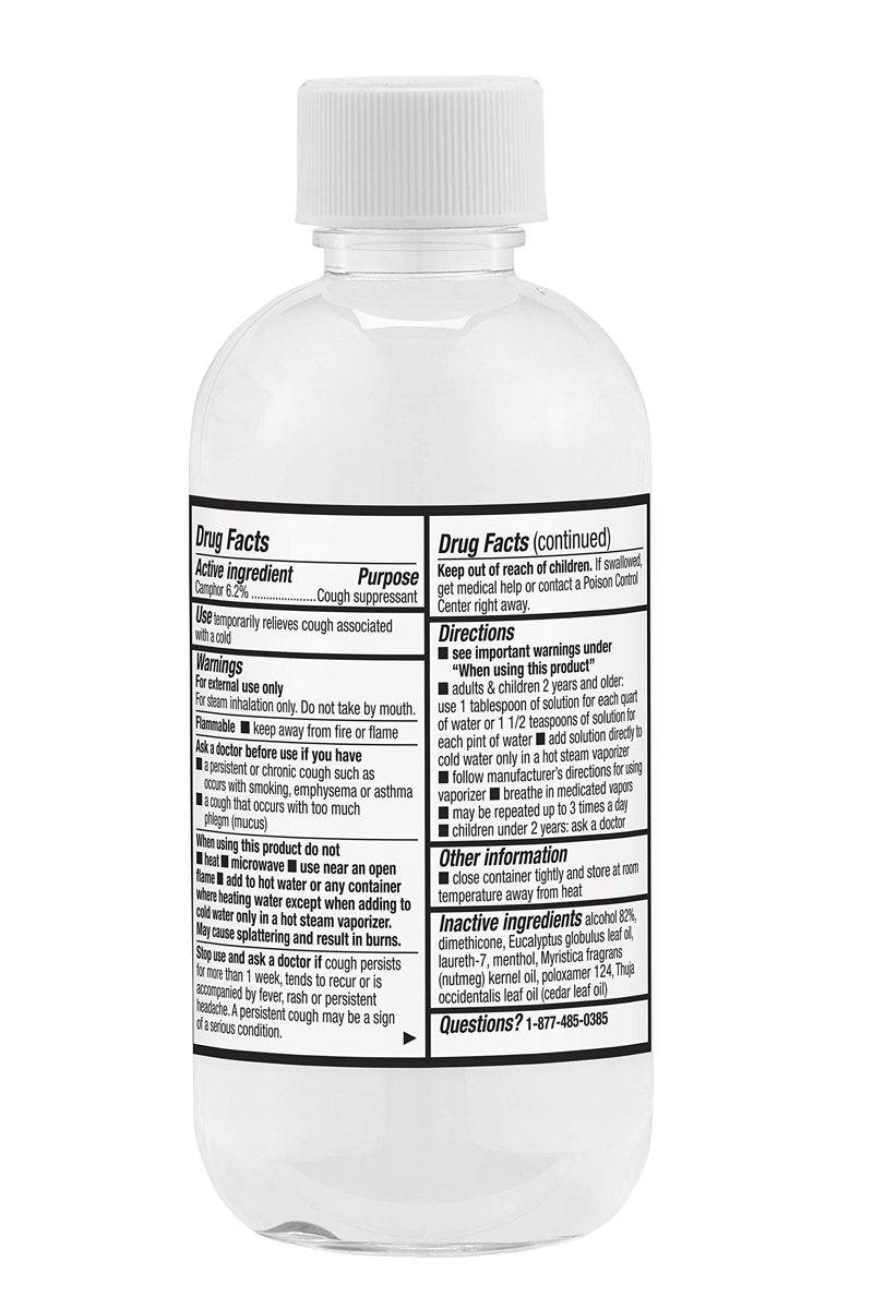 Amazon Brand - Solimo Vaporizing Steam Liquid Cough Suppressant Medication, 8 Fluid Ounce