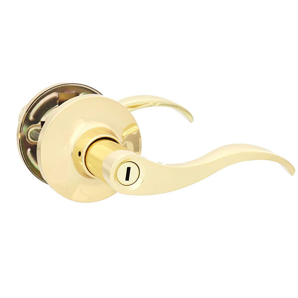 AmazonBasics Privacy Lever - Wave - Polished Brass