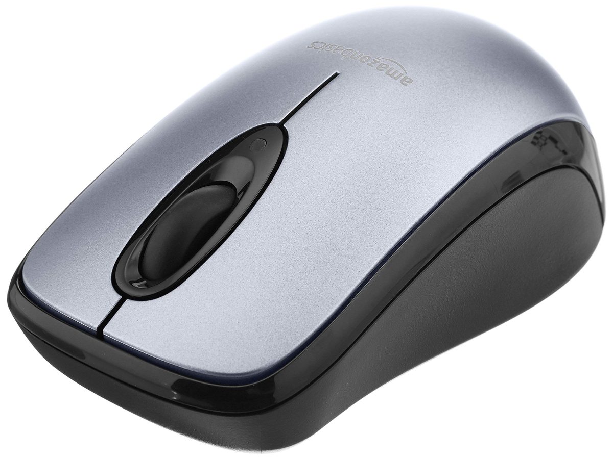 (Renewed) AmazonBasics Wireless Mouse with Nano Receiver - Silver