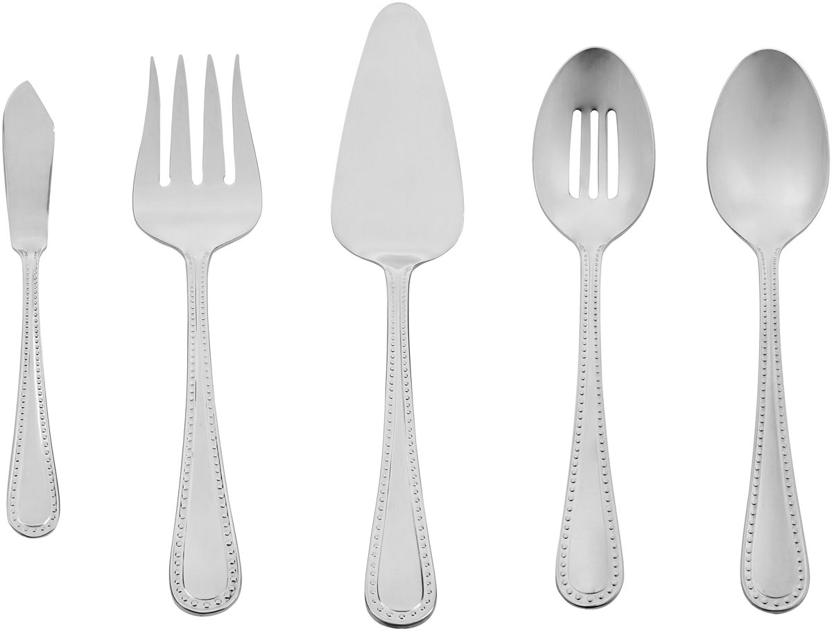 AmazonBasics 5-Piece Stainless Steel Serving Set with Pearled Edge