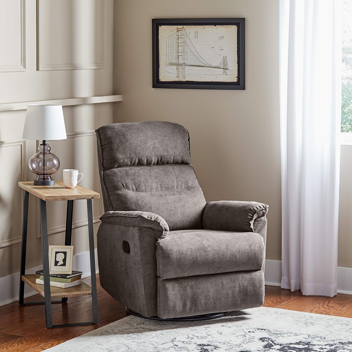 Amazon Brand – Ravenna Home Aubree Mid-Century Modern Shelf Storage Side Table, 23.6"W, Grey pine