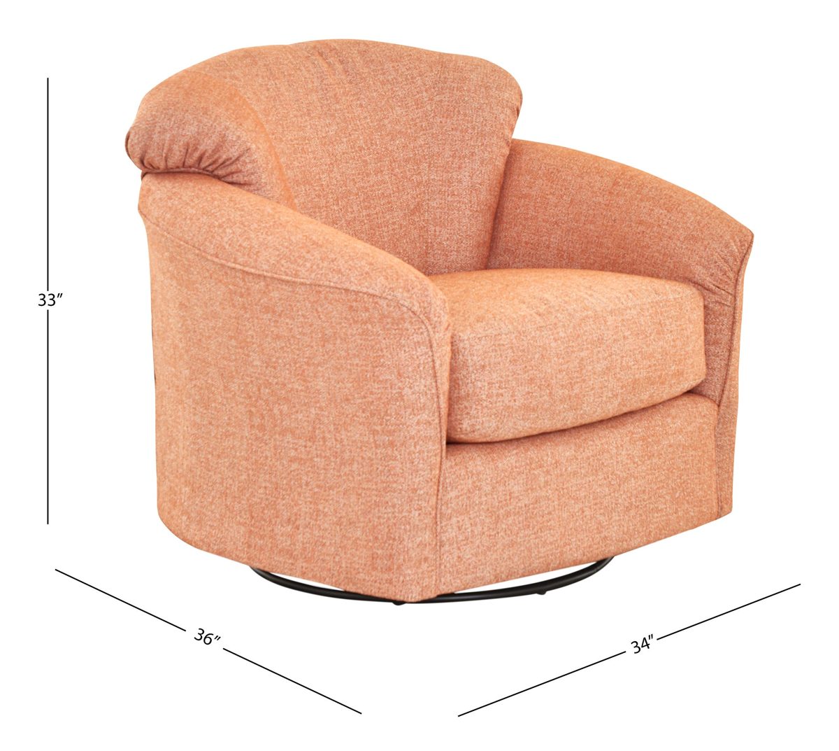 Amazon Brand – Stone & Beam Cherrie Upholstered Gliding Swivel Chair, 34" W, Tangerine