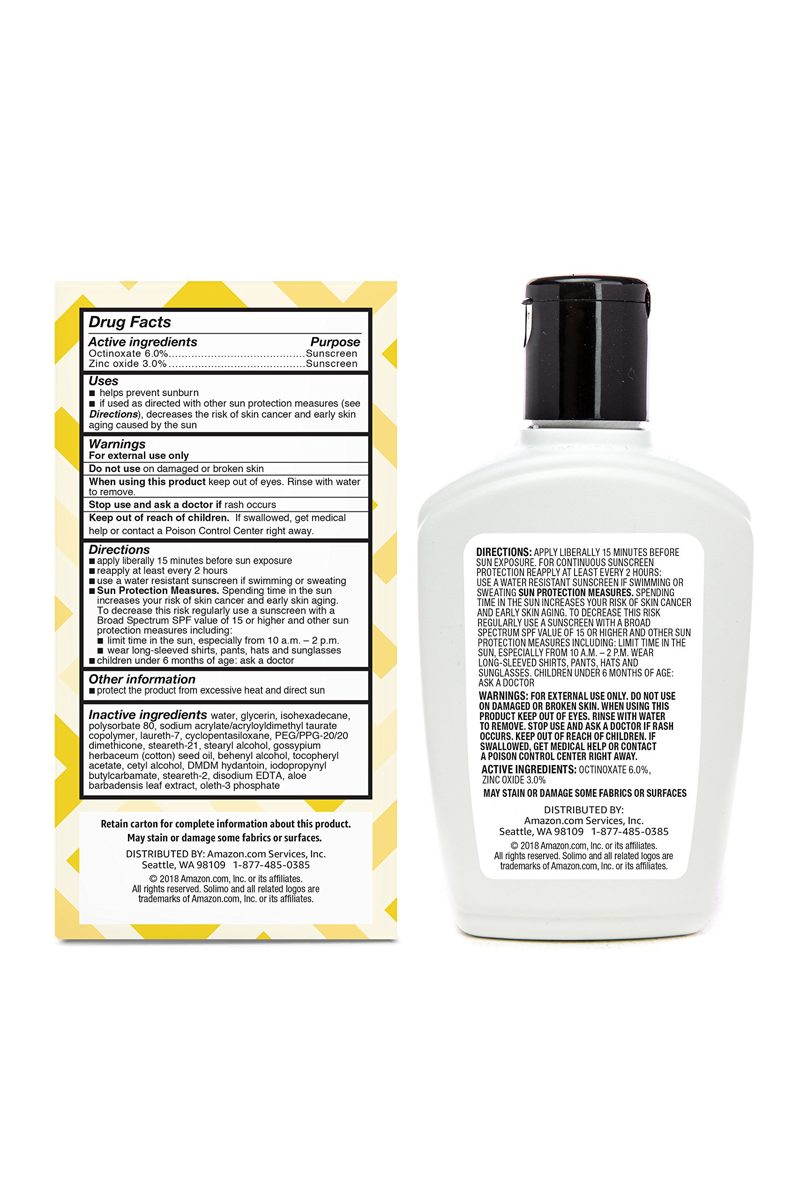 Amazon Brand - Solimo Beauty Face Lotion for Sensitive Skin, Broad Spectrum SPF 15 Sunscreen, 6 fl oz