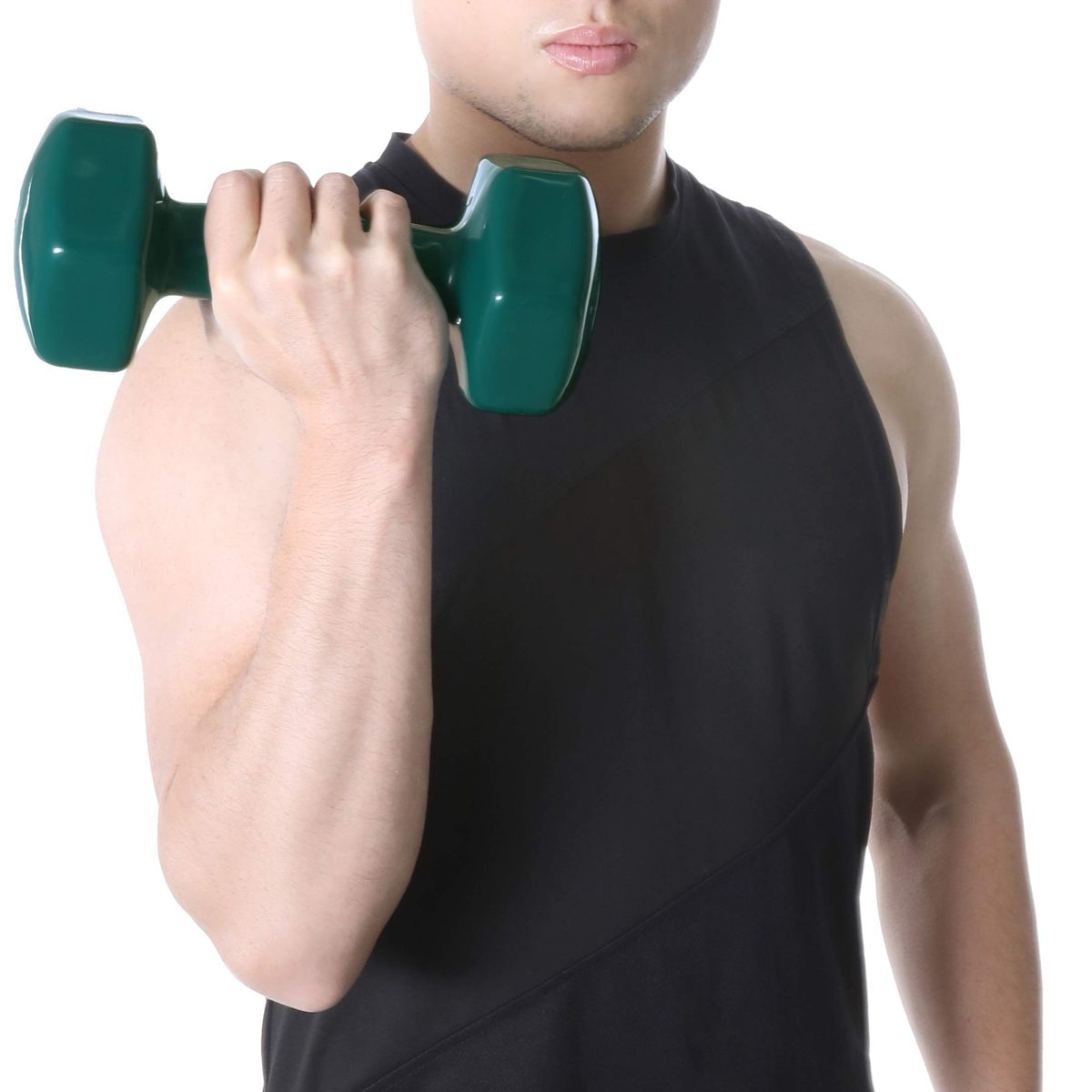 Amazon Basic Vinyl Dumbbells, 14.9 lbs (6.8 kg), Set of 2, Teal