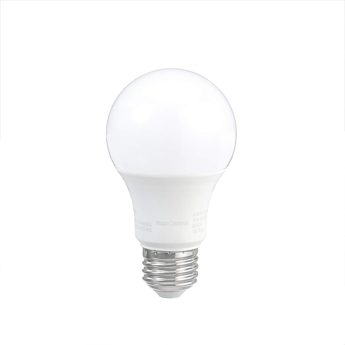 AmazonCommercial 60 Watt Equivalent, 10000 Hours, Non-Dimmable, 800 Lumens, E26 Base, A19 LED Light Bulb - Pack of 50, Soft White