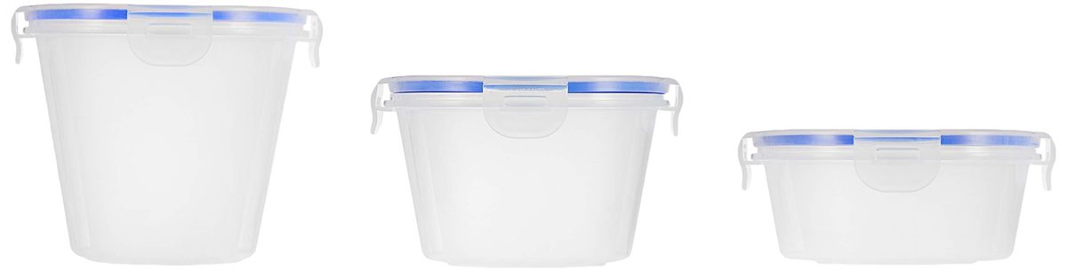 (Renewed) Amazon Brand - Solimo Plastic Kitchen Storage Container Set, 7-Pieces, Blue