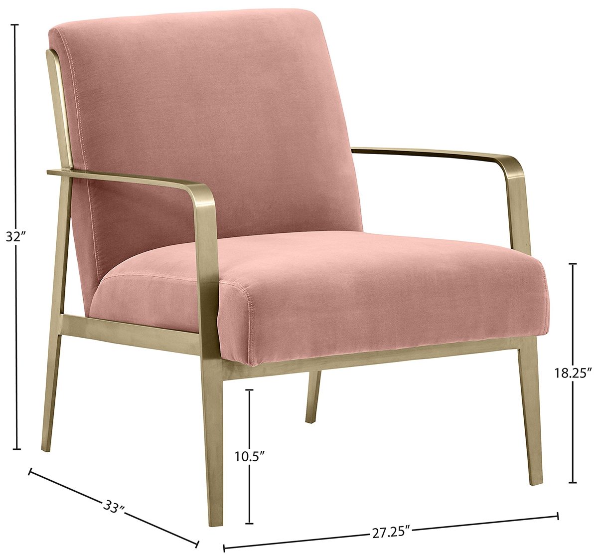 Amazon Brand – Rivet Clover Modern Glam Velvet Brass Arm Accent Chair, 27.25"W