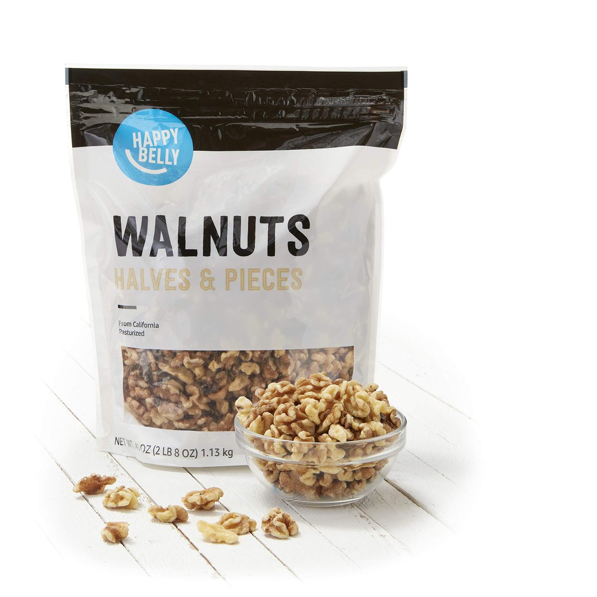 Amazon Brand - Happy Belly California Walnuts, Halves and Pieces, 40 Ounce
